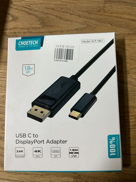 Choetech XCP 1801BK USB C To DisplayPort Cable 1 8m Computers Tech