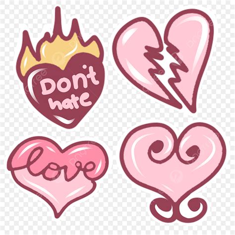 Romantic Love Clipart Vector Pink Romantic Stickers With Love Art