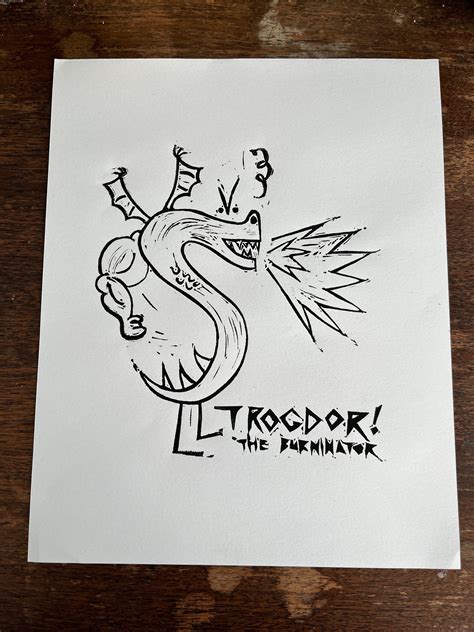 Trogdor the Burninator : Original Linocut Print - Etsy