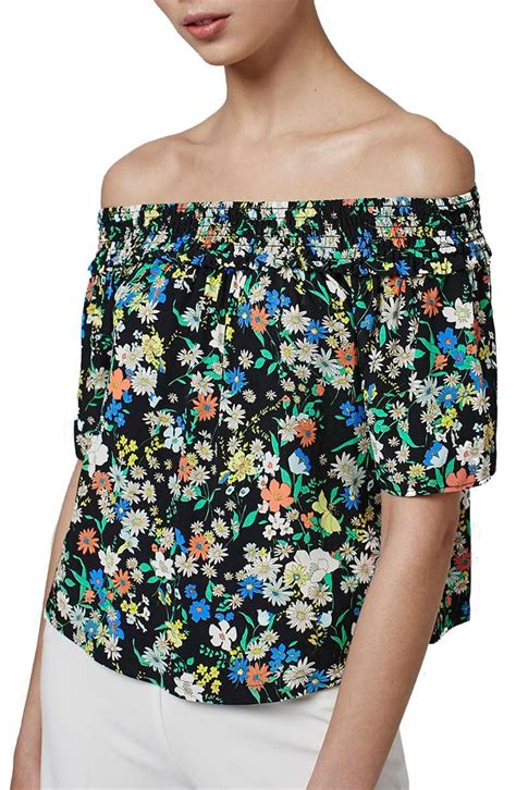 Topshop Floral Print Off The Shoulder Blouse Nordstrom