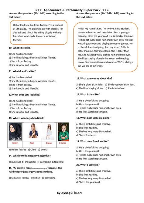 UNIT 1 - APPEARANCE & PERSONALITY - AYŞEGÜL İNAN