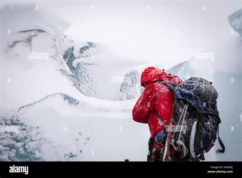 Snow storm during hike at Eyjafjallajokull glacier Stock Photo - Alamy