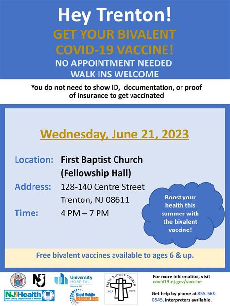 NJDOH On Twitter Upcoming COVID 19 Vaccine Clinic Wednesday June 21