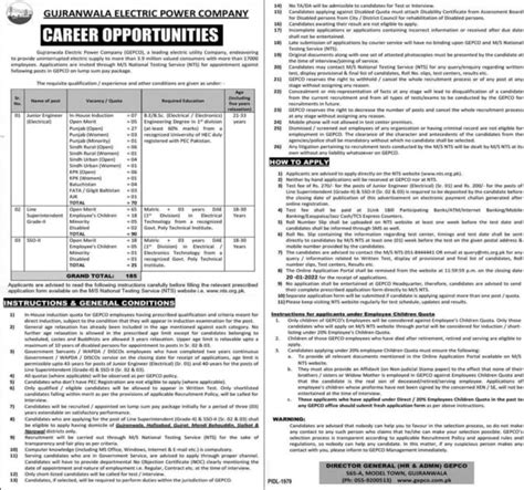 Gepco Wapda Jobs Apply Online Nts Latest Advertisement Filectory