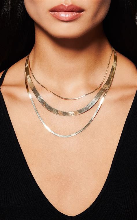 Multi Liquid Gold Layering Necklace In 2021 Gold Necklace Layered