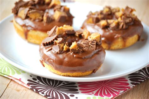 Baked Chocolate Glazed Peanut Butter Donuts