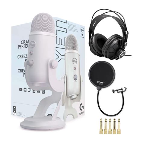 Blue Microphones Yeti Usb Microphone White Mist With Monitor Headphones Bundle