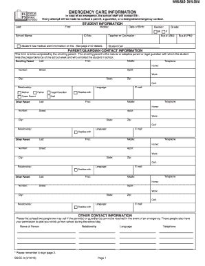 Fillable Online Parentguardian Contact Information Fax Email Print