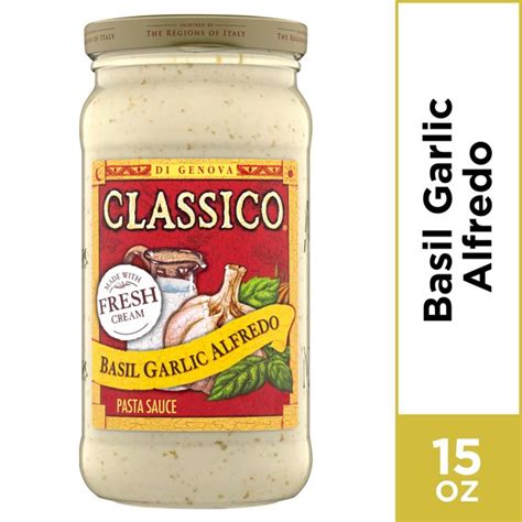 Classico Basil Garlic Alfredo Pasta Sauce 15 Oz Jar