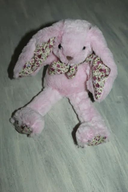 HISTOIRE D OURS DOUDOU PELUCHE Lapin ROSE FLEUR Les Copains Calins 25