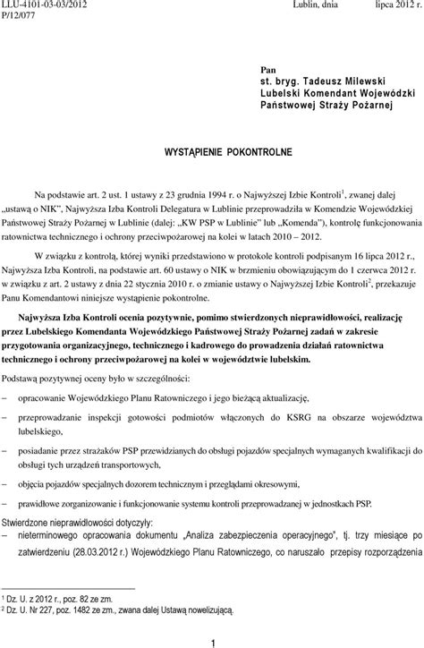 Wyst Pienie Pokontrolne Pdf Darmowe Pobieranie