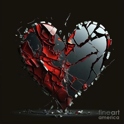 Design Of A Glass Heart Broken Into Pieces Isolated On Black Ba Photograph By Joaquin Corbalan