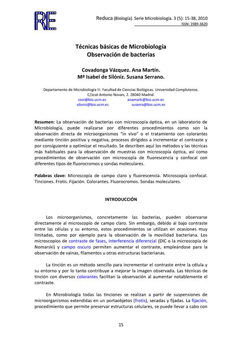 Tipos De Tinción Tincion Gram Issn 1989 Técnicas Básicas De Microbiología Observación De