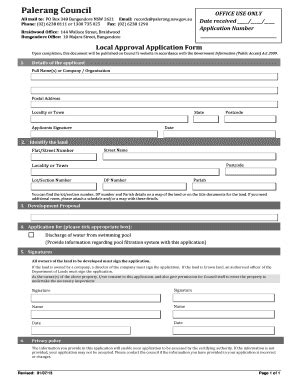 Fillable Online Palerang Nsw Gov LOCAL APPROVAL APPLICATION FORM