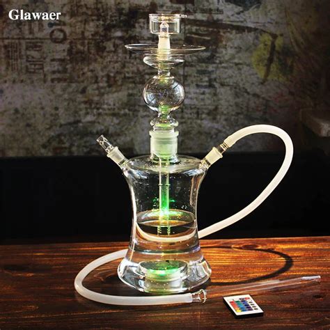 Glawaer Russian Style Glass Hookahs Shisha Wholesale High Quality Smoking Pipe Remote Multicolor