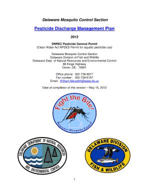 Fillable Online Dnrec Delaware Delaware Mosquito Control Section Fax