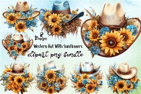 Western Hat With Sunflowers Clipart Png Graphic By Vintage Creative