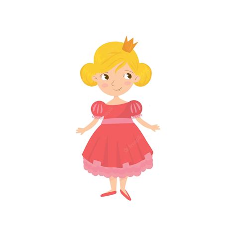 Premium Vector Portrait Of Cute Fairy Tale Princess In Pink Dress And