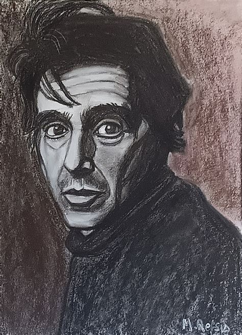 Original Al Pacino Charcoal Drawing Gangster Wall Art Mafia Scarface