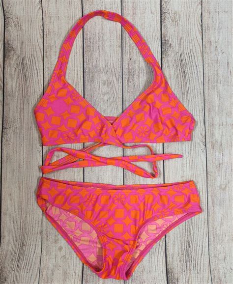 Skarlet Vintage Retro Bikini Set Pink Orange Size Sma Gem