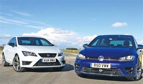 Volkswagen Golf R vs SEAT Leon Cupra video track battle | Auto Express