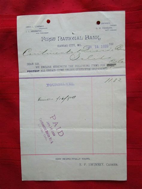 First National Bank Kansas City Mo Letterhead 1889 Ebay