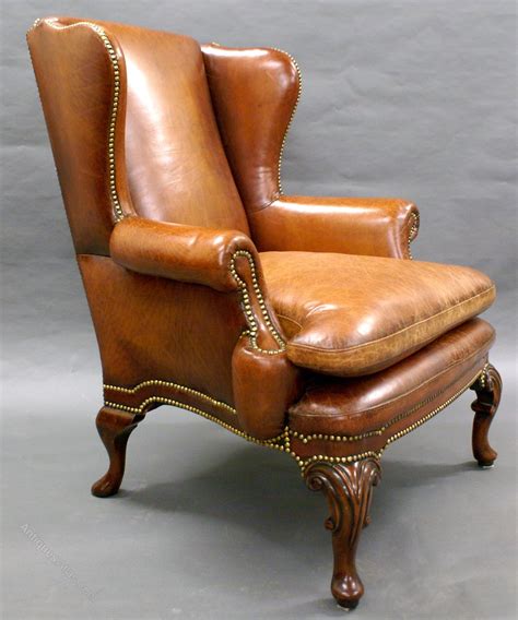 A Georgian Style Leather Upholstered Wing Chair Antiques Atlas