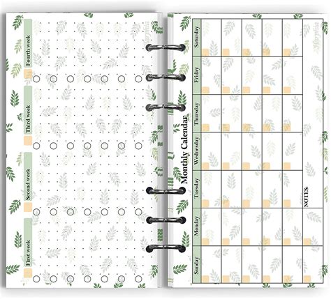 Harphia Planner Mensile Carta Kit Per Fori Filofax A