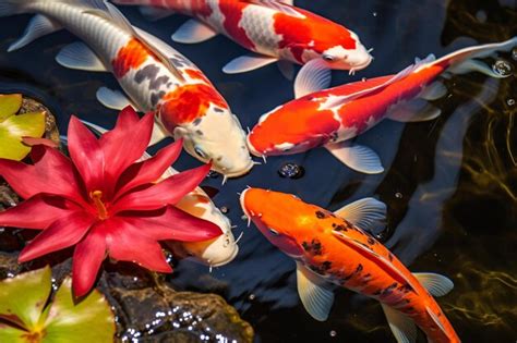 Premium Ai Image Koi Fish Swimming Gracefully In A Serene Pond