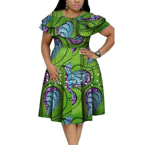 African Cotton Dashiki Wax Print Pattern Ankara Pearls Dress For Women