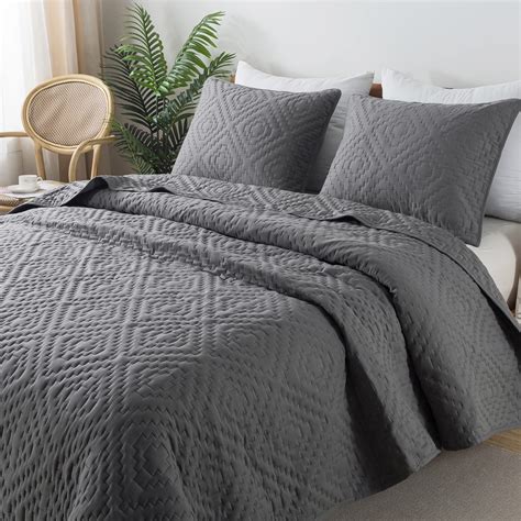 R.SHARE Dark Grey Queen Size Quilt Bedding Sets with Pillow Shams, Boho ...