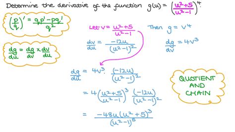 Question Video Differentiating Rational Functions Using The Quotient And Chain Rules Nagwa