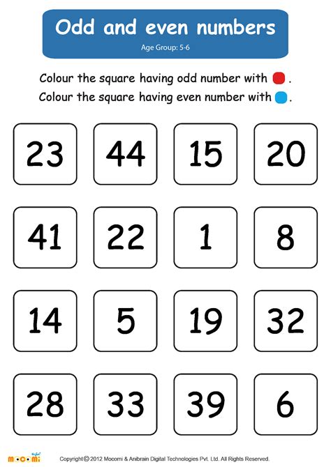 50 Odd And Even Numbers Worksheet