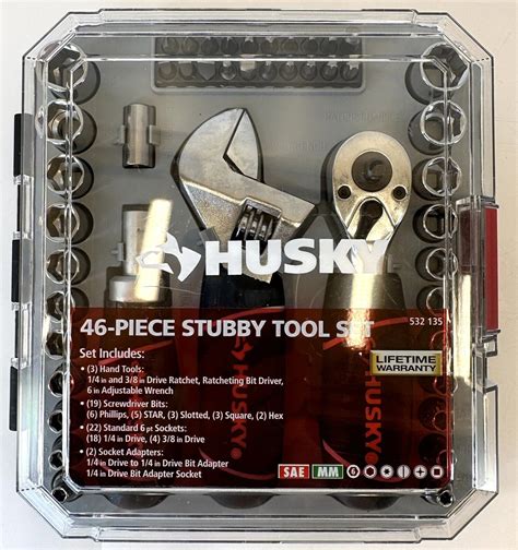 Husky 1 4 In 3 8 In Stubby Ratchet And Socket Set 46 Pieces Model 532