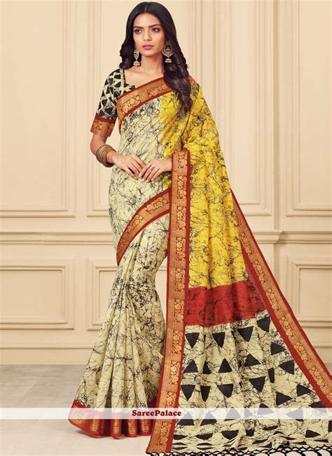 Buy Multi Colour Printed Saree Online New Saree Designs Saree