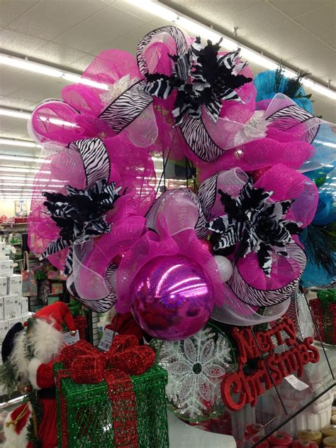 Zebra And Hot Pink Deco Mesh Wreath