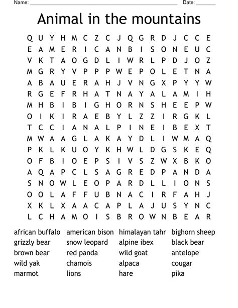 Planet Earth Ii Mountains Word Search Wordmint