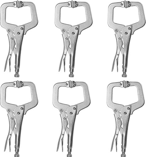 KEILEOHO 6 Pack 11 Inches C Clamp Locking Pliers With Swivel Pads