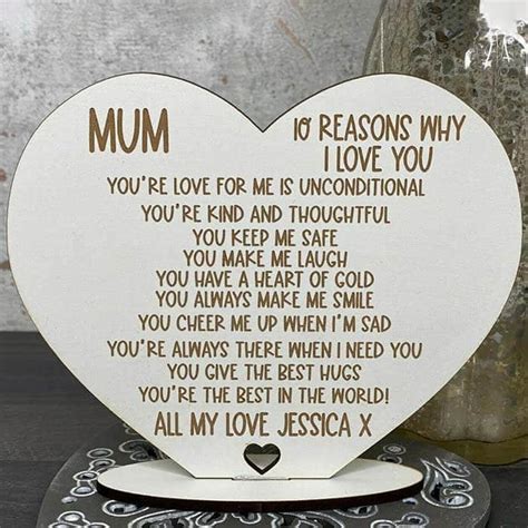 Personalised 10 Reasons Why I Love You Mum/Mummy, Mothers Day, Birthday Gift - Little Gifts With ...