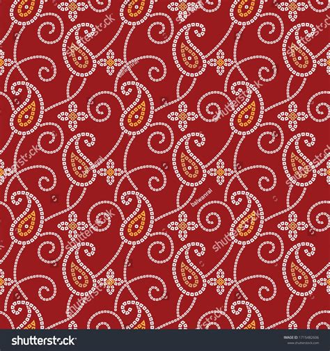 Traditional Indian Red Seamless Bandhani Pattern Stock Vector Royalty