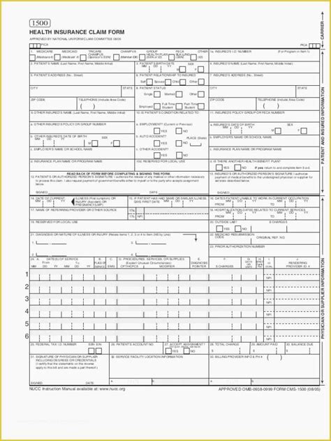 Free Printable 1500 Claim Form Printable Templates