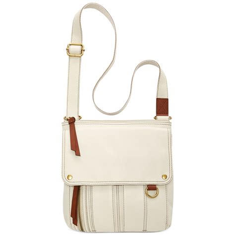 Fossil Morgan Leather Traveler Crossbody Bag In White Cream Lyst