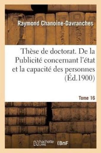 Th Se De Doctorat De La Publicit Concernant L Tat Et La Capacit Des