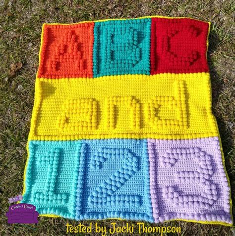 ABC And 123 Baby Afghan Bobble Stitch Crochet Pattern Written Row By