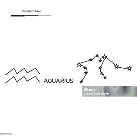 Aquarius Zodiac Sign And Constellations Icon Vector Design Stock Illustration Download Image