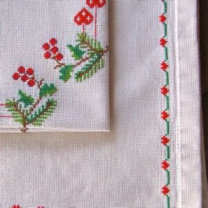 Vintage Linen Tablecloth Embroidered Cross Stitch Swedish Etsy