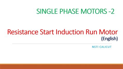 Single Phase Motor 2 Resistance Start Induction Run Rsir In English