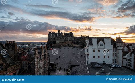 Ancient Edinburgh Castle on the Sunset Stock Image - Image of ...