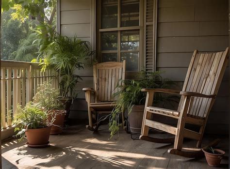 premium photo front terrace   house  chairs  front