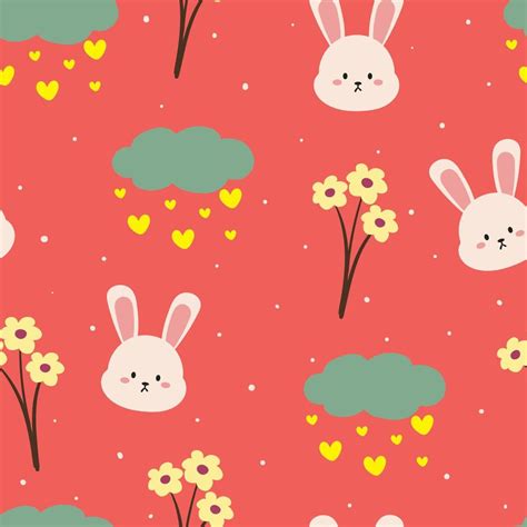 Seamless Pattern Cute Cartoon Bunny 5390478 Vector Art At Vecteezy